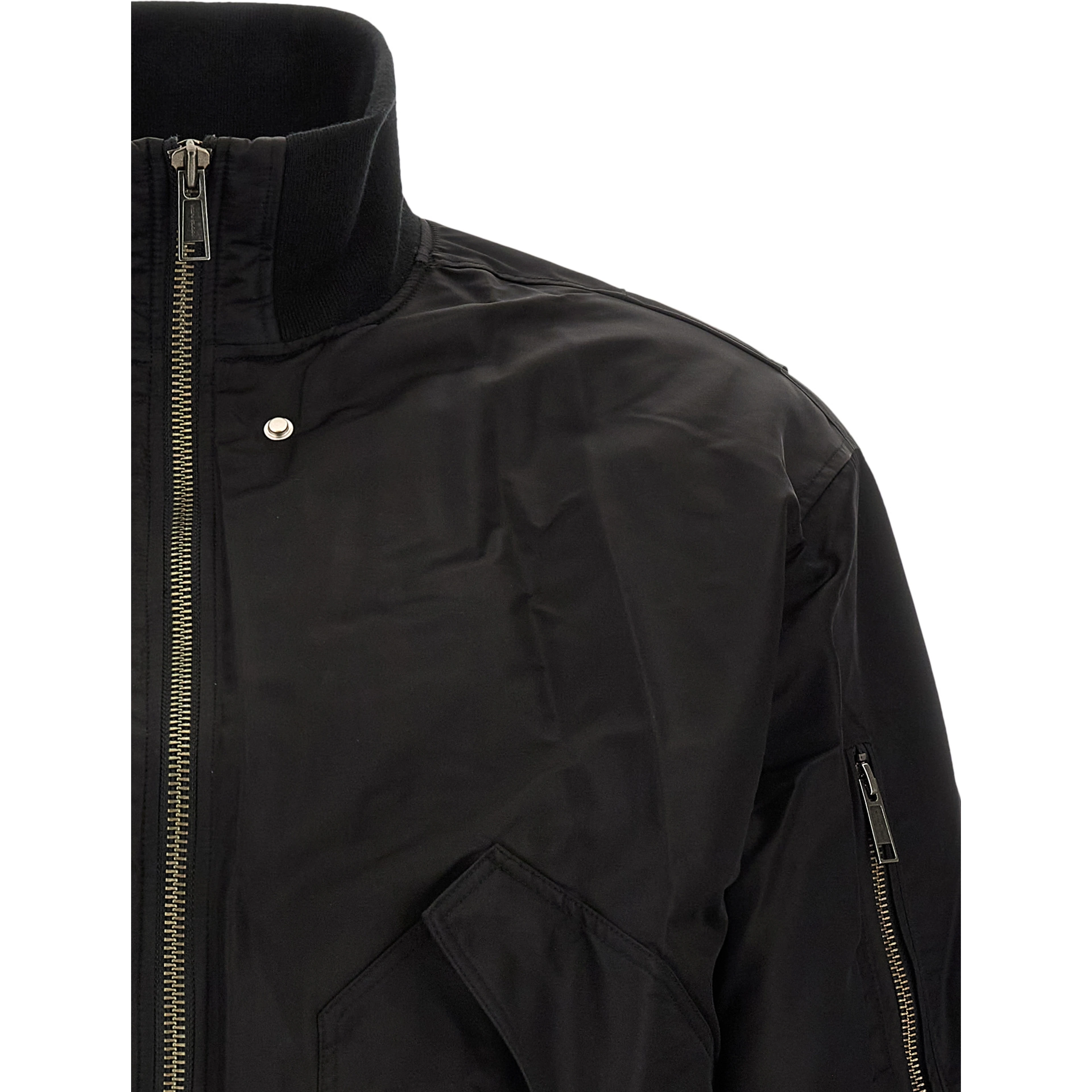 Black Nylon Bomber
