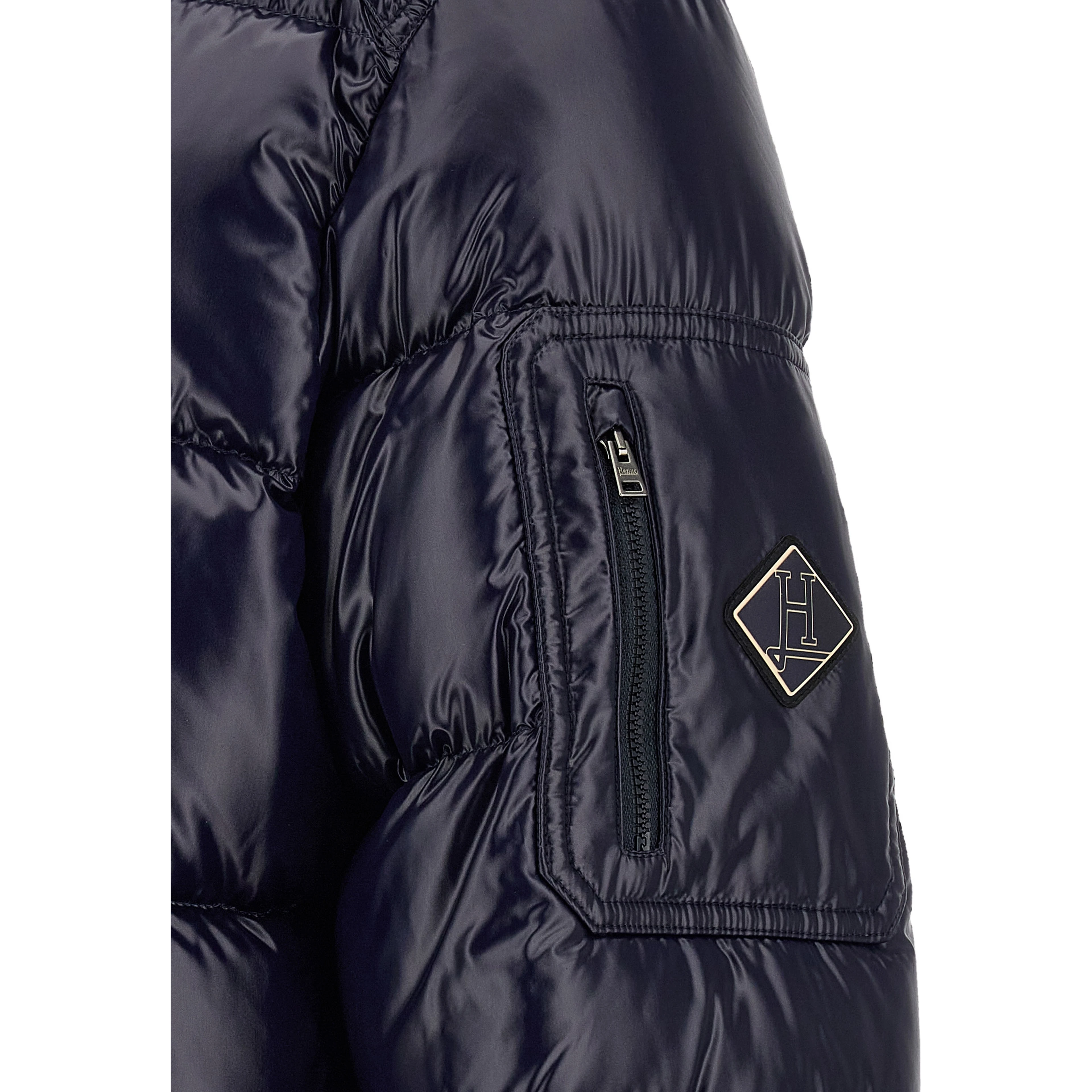 Blue Polyamide Full-Length Jacket