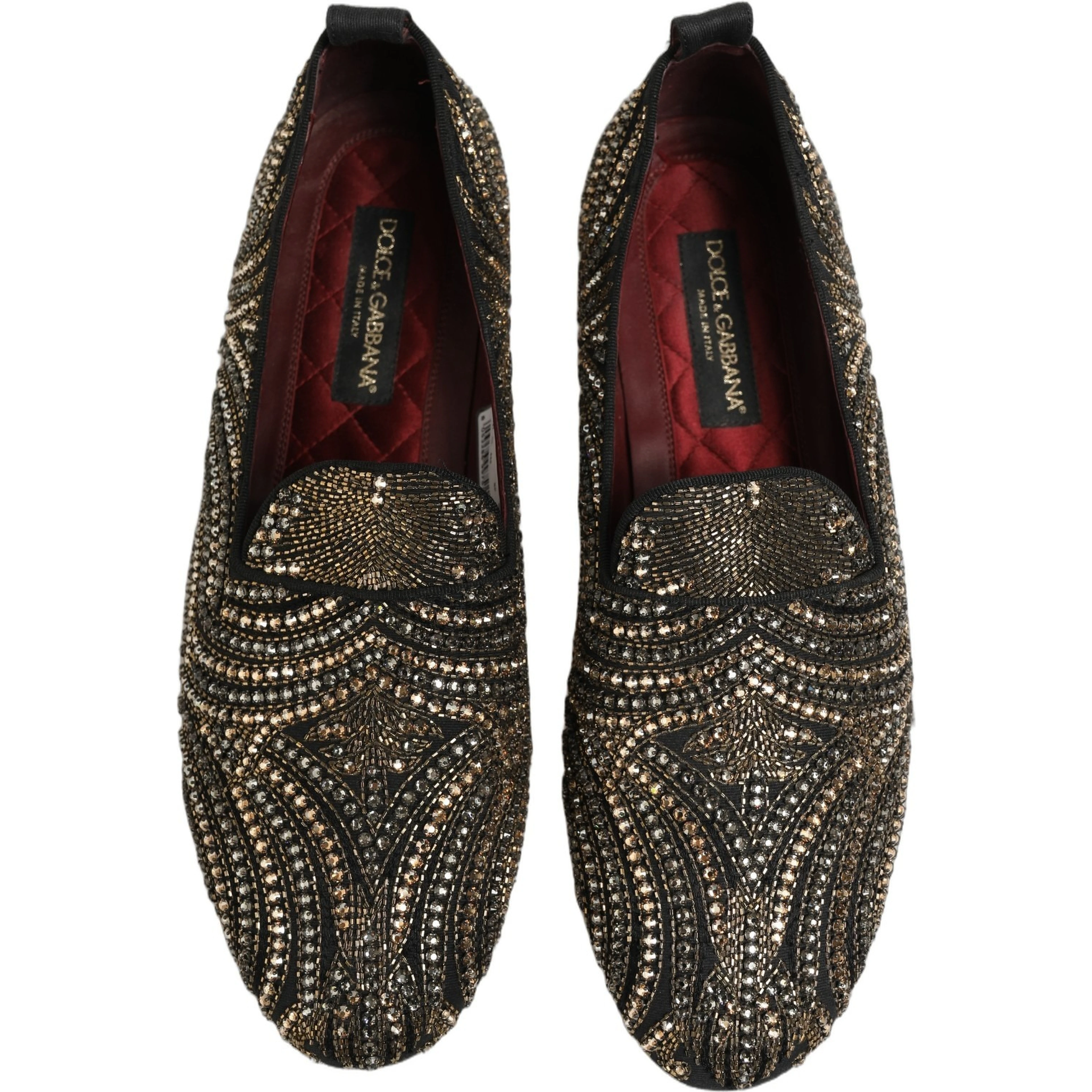 Black Gold Embellished Slippers Loafers Shoes