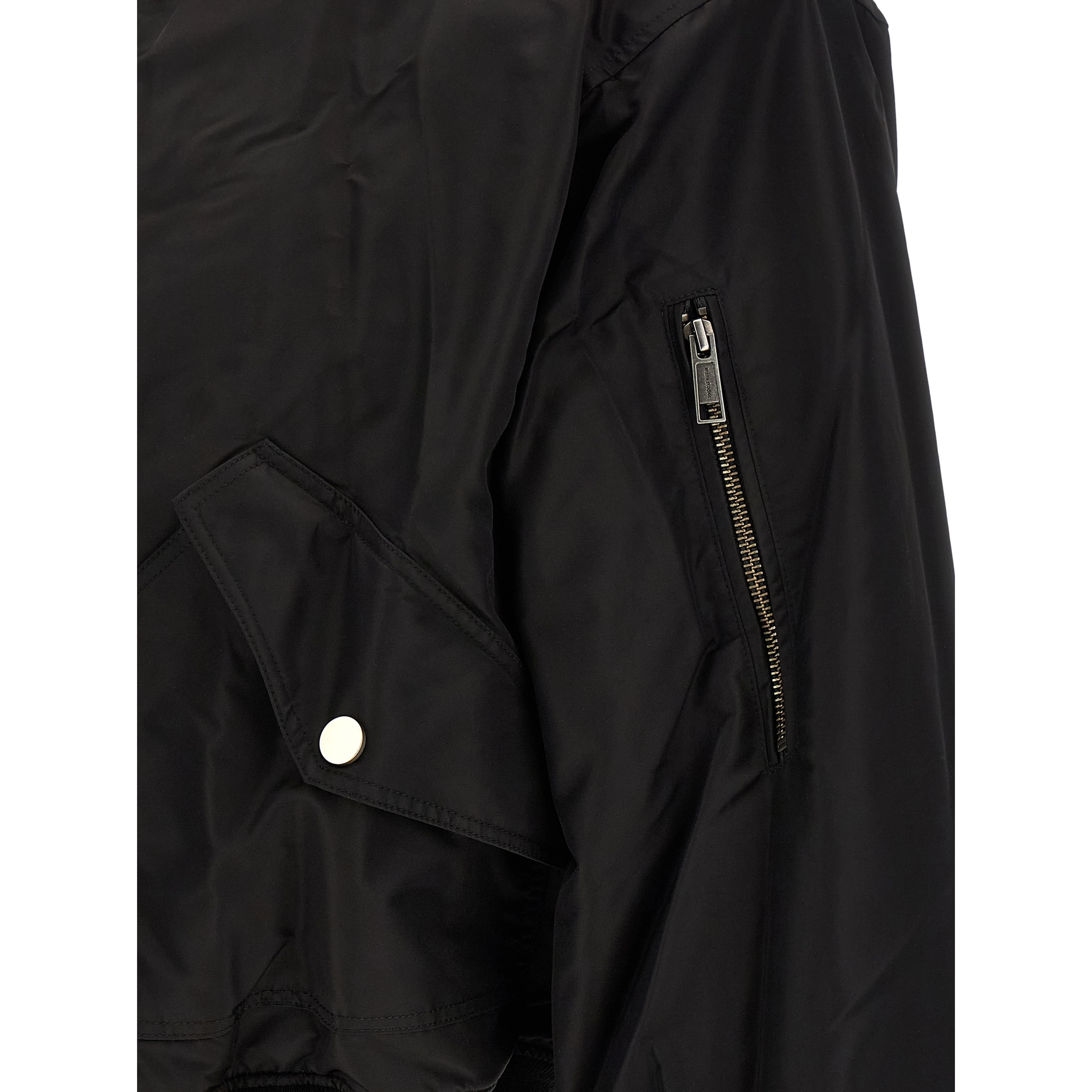 Black Nylon Bomber