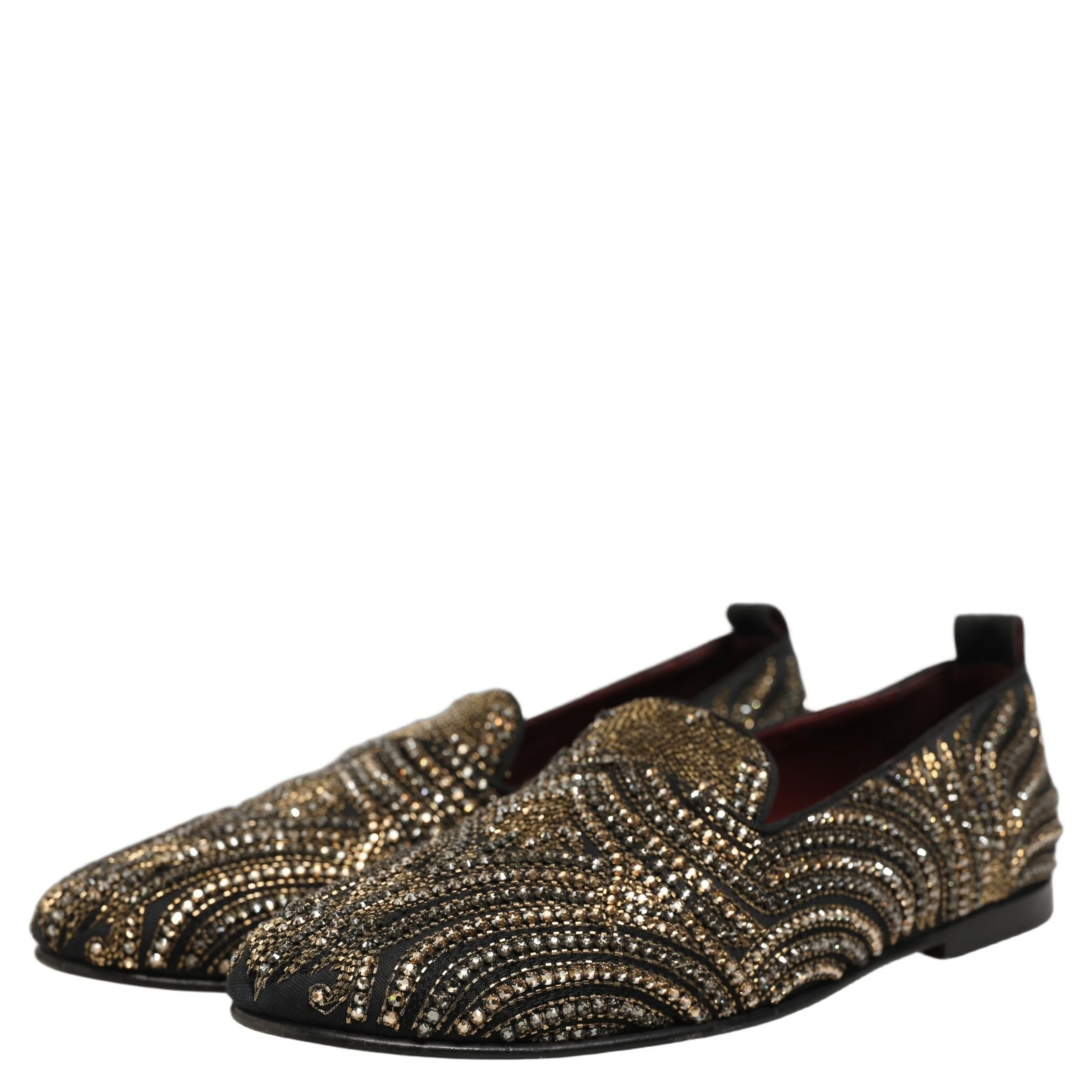 Black Gold Embellished Slippers Loafers Shoes