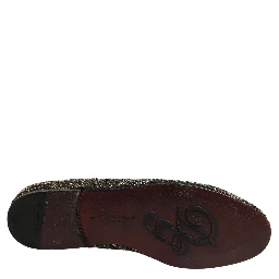 Black Gold Embellished Slippers Loafers Shoes
