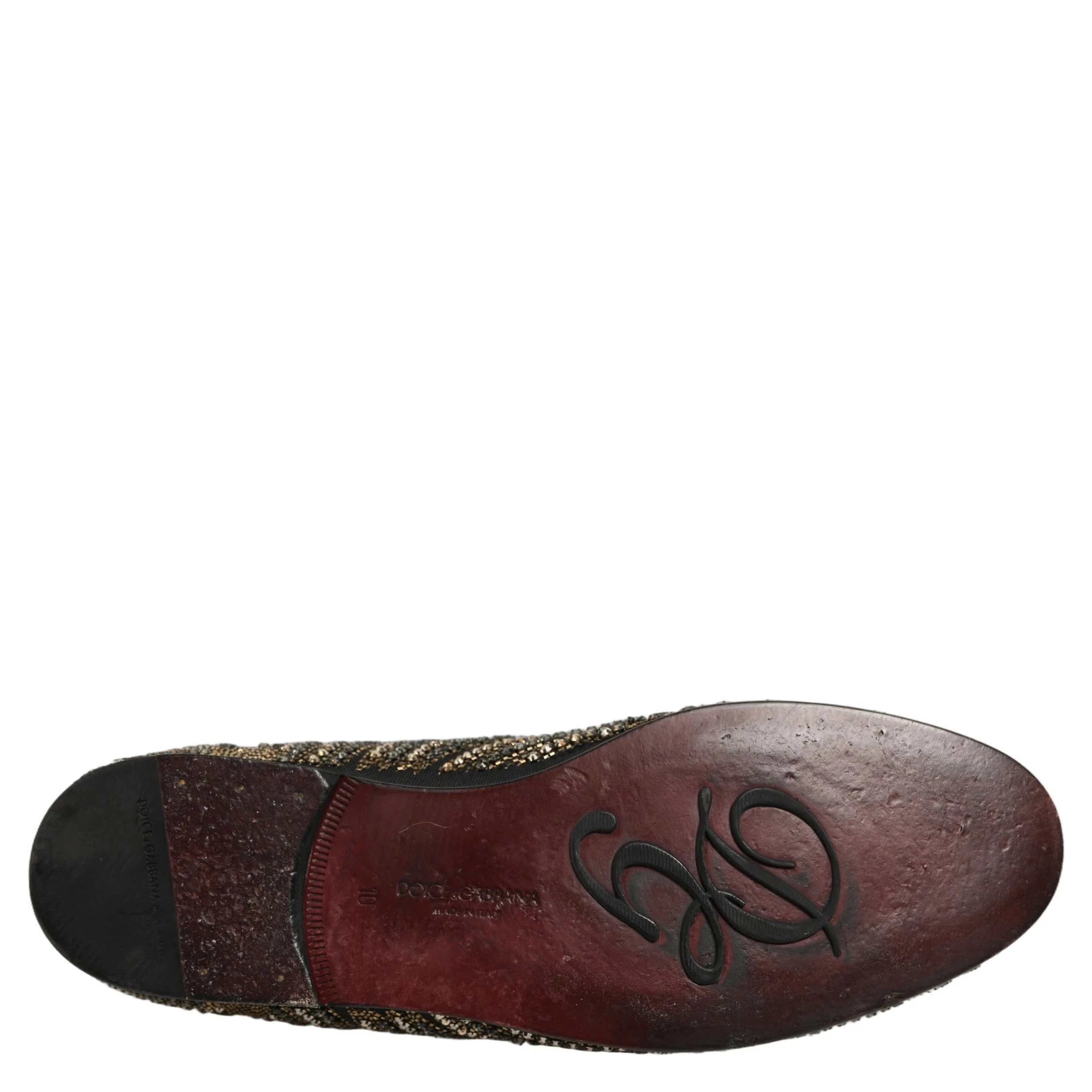 Black Gold Embellished Slippers Loafers Shoes