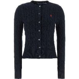 CABLE-KNIT COTTONCREWNECK CARDIGAN