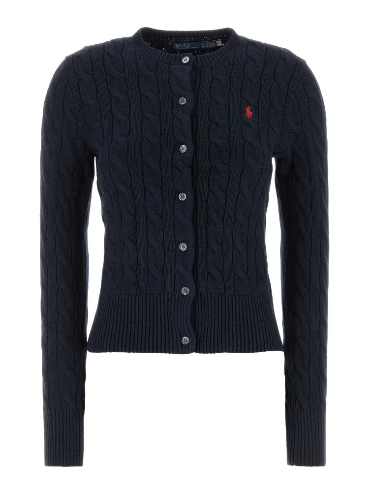 CABLE-KNIT COTTONCREWNECK CARDIGAN