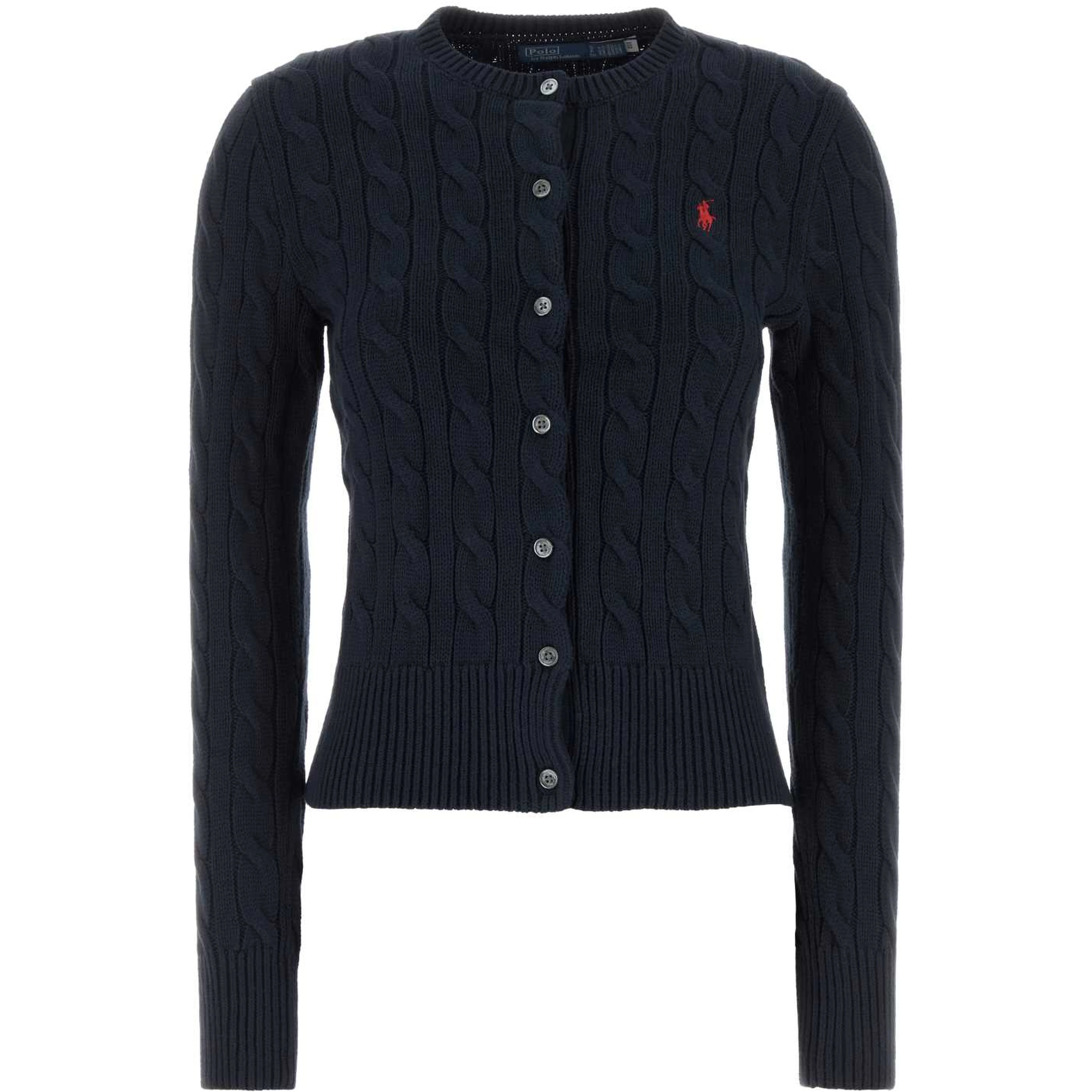 CABLE-KNIT COTTONCREWNECK CARDIGAN