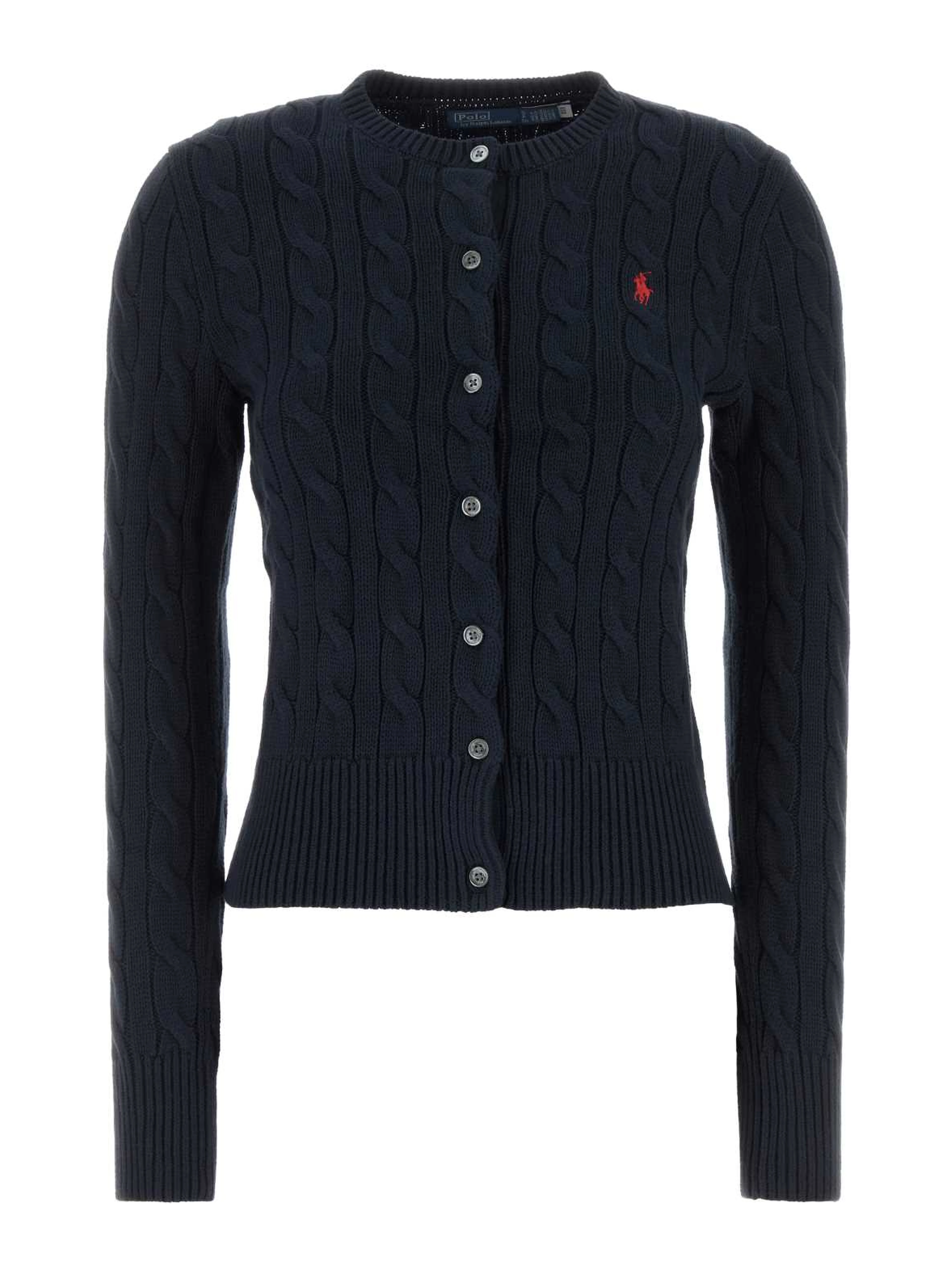 CABLE-KNIT COTTONCREWNECK CARDIGAN