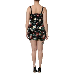 Black Floral Sequin Sleeveless Sheath Dress