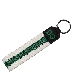 Green Logo Polyester Silver Brass Holder Keychain Keyring