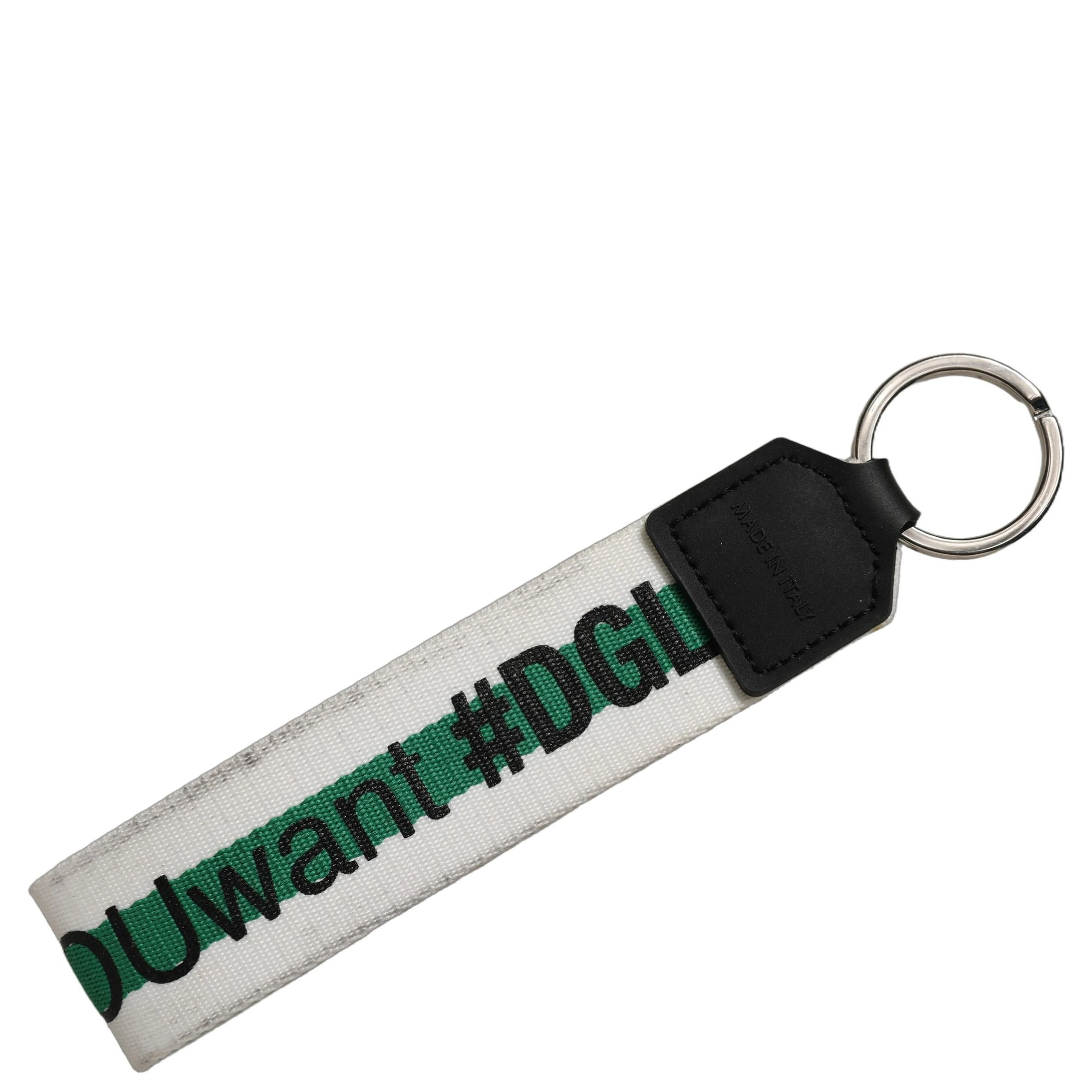 Green Logo Polyester Silver Brass Holder Keychain Keyring