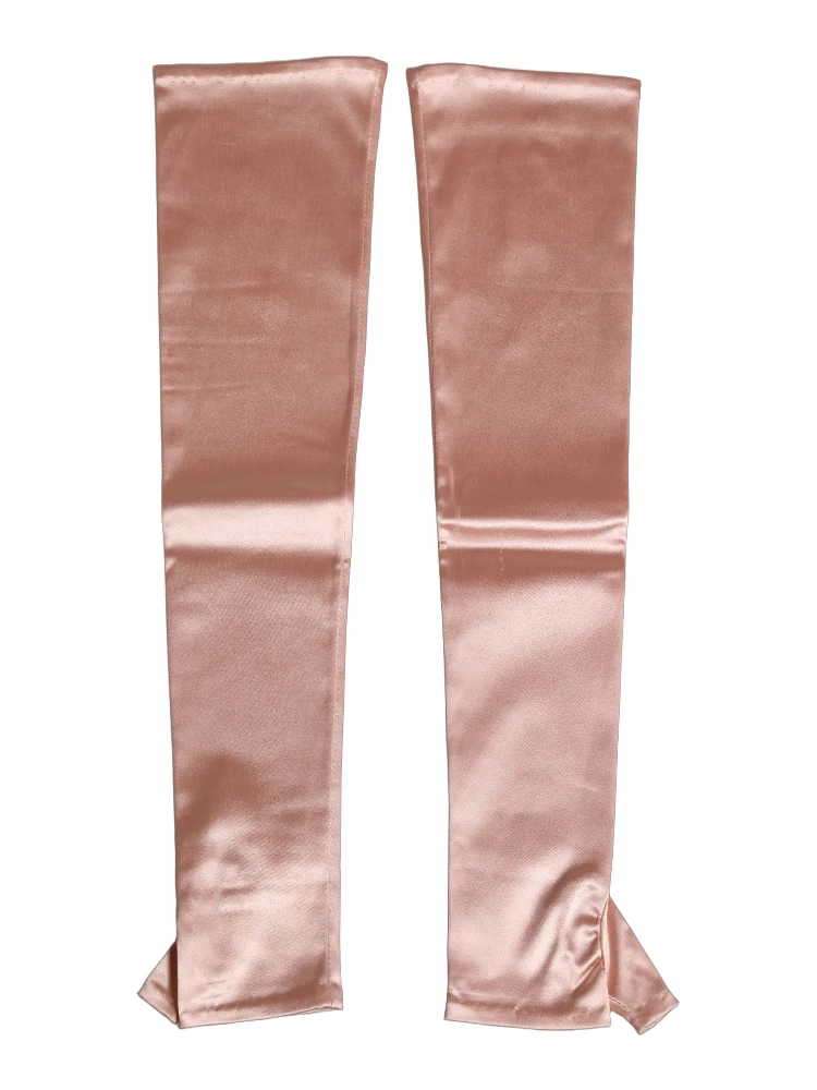 Pink Satin Long Opera Fingerless Gloves