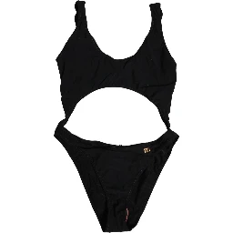 Black Cutout Logo One Piece Swimsuit Swimwear