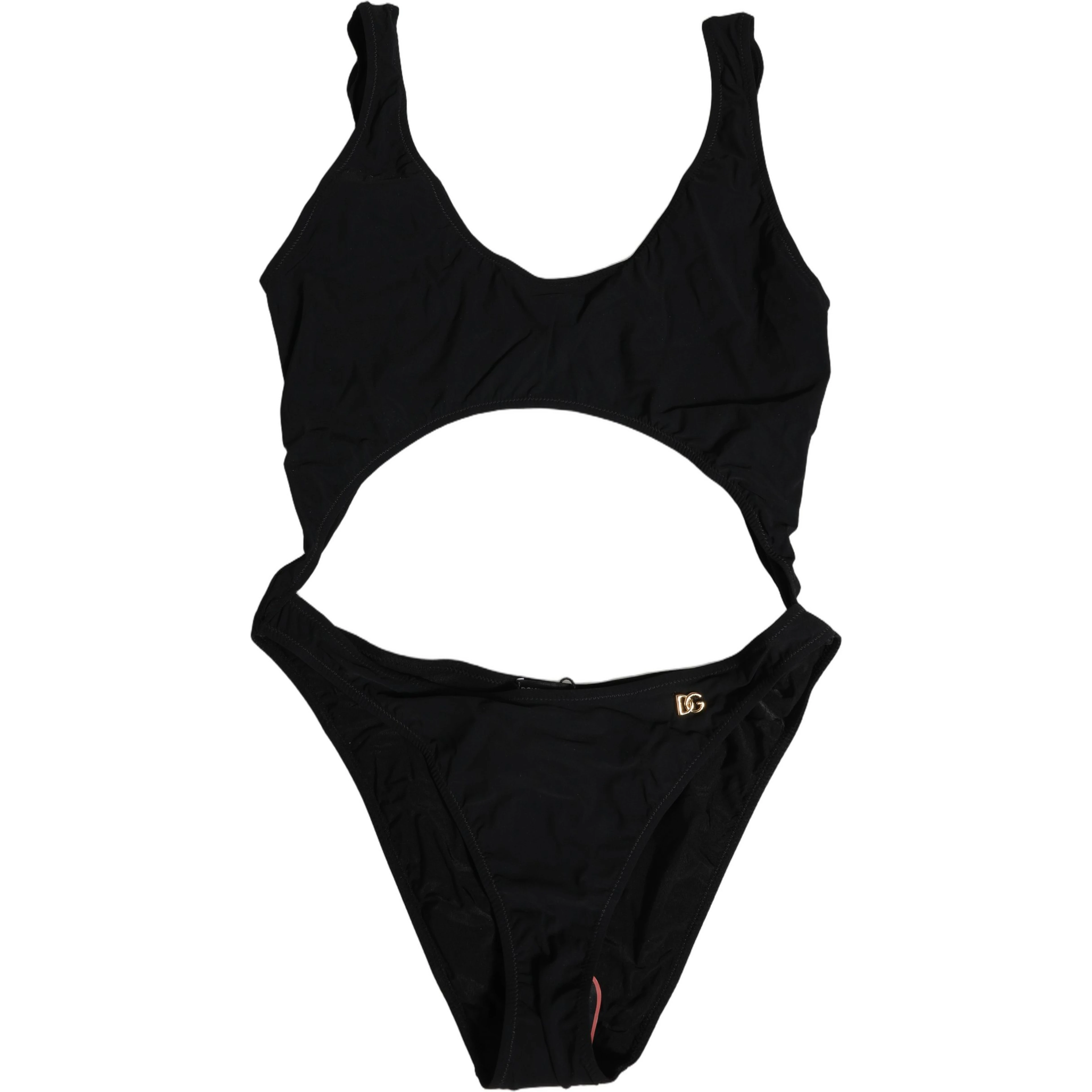 Black Cutout Logo One Piece Swimsuit Swimwear