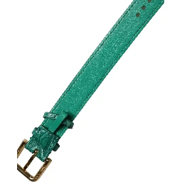 Green Embossed Leather Gold Buckle Belt Strap Bracelet