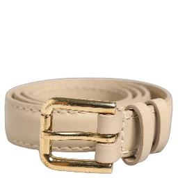 Beige Embossed Leather Gold Buckle Belt Strap Bracelet