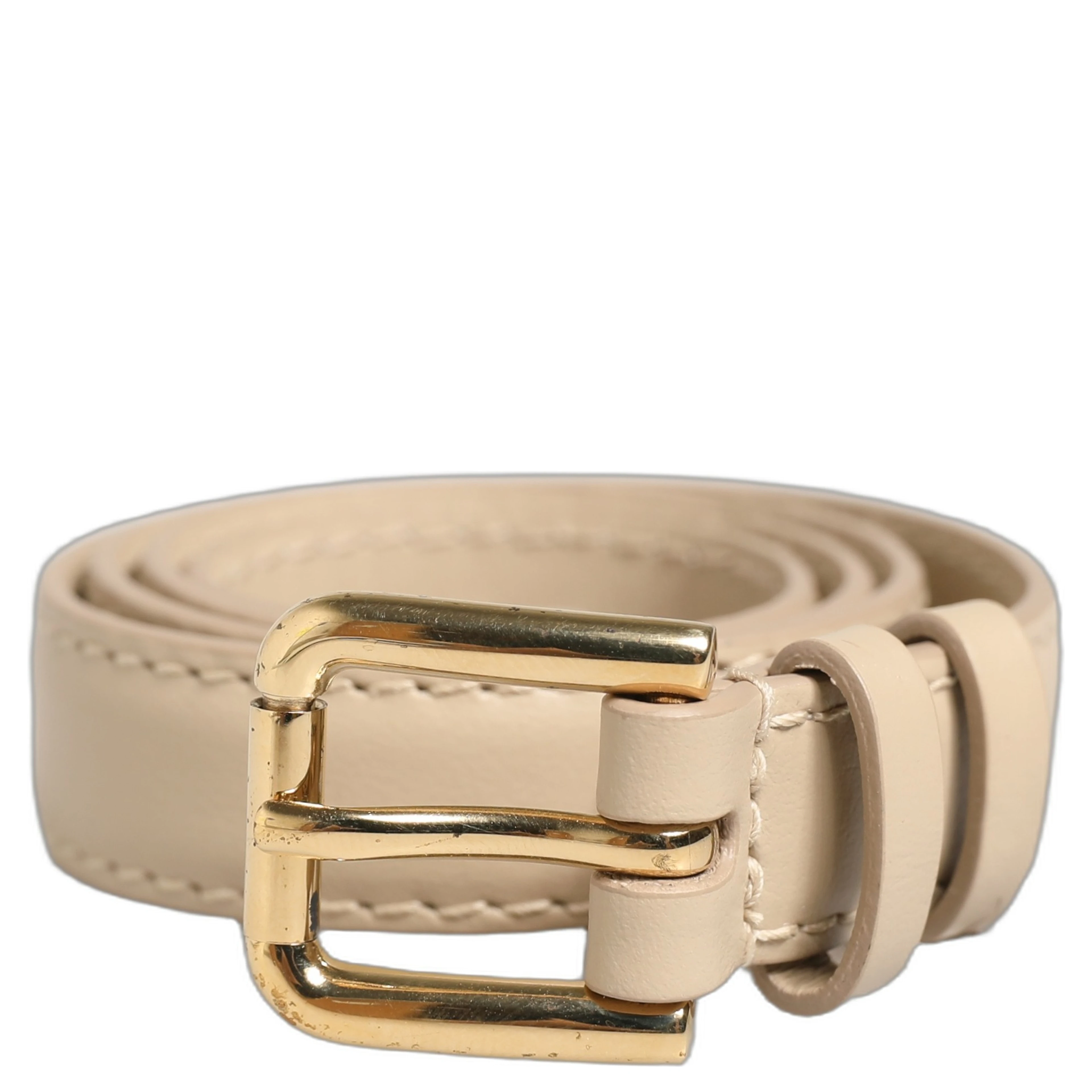 Beige Embossed Leather Gold Buckle Belt Strap Bracelet