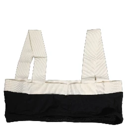 Black White Cotton Stretch Bikini Top Swimwear
