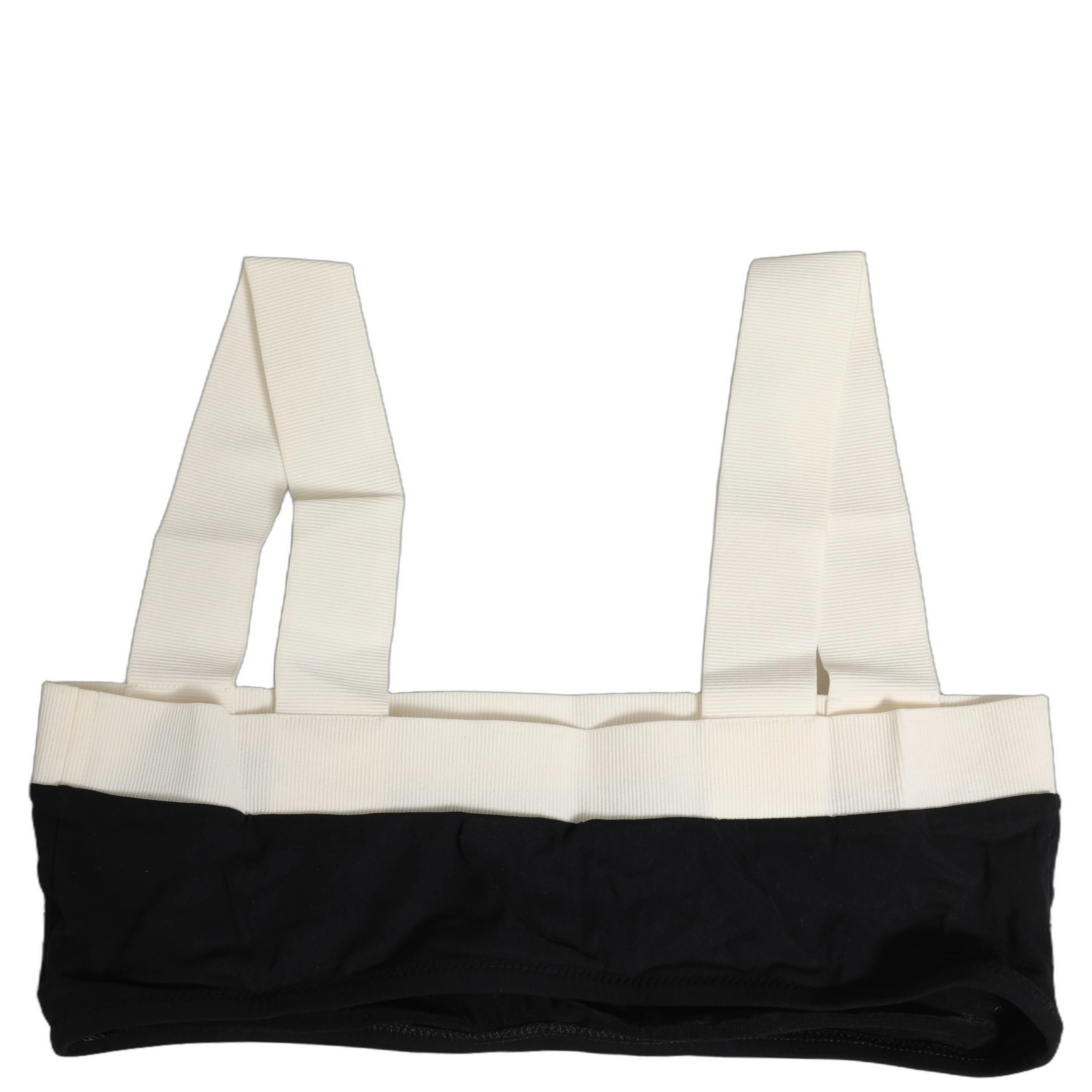 Black White Cotton Stretch Bikini Top Swimwear