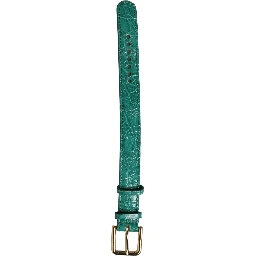 Green Embossed Leather Gold Buckle Belt Strap Bracelet