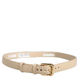 Beige Embossed Leather Gold Buckle Belt Strap Bracelet
