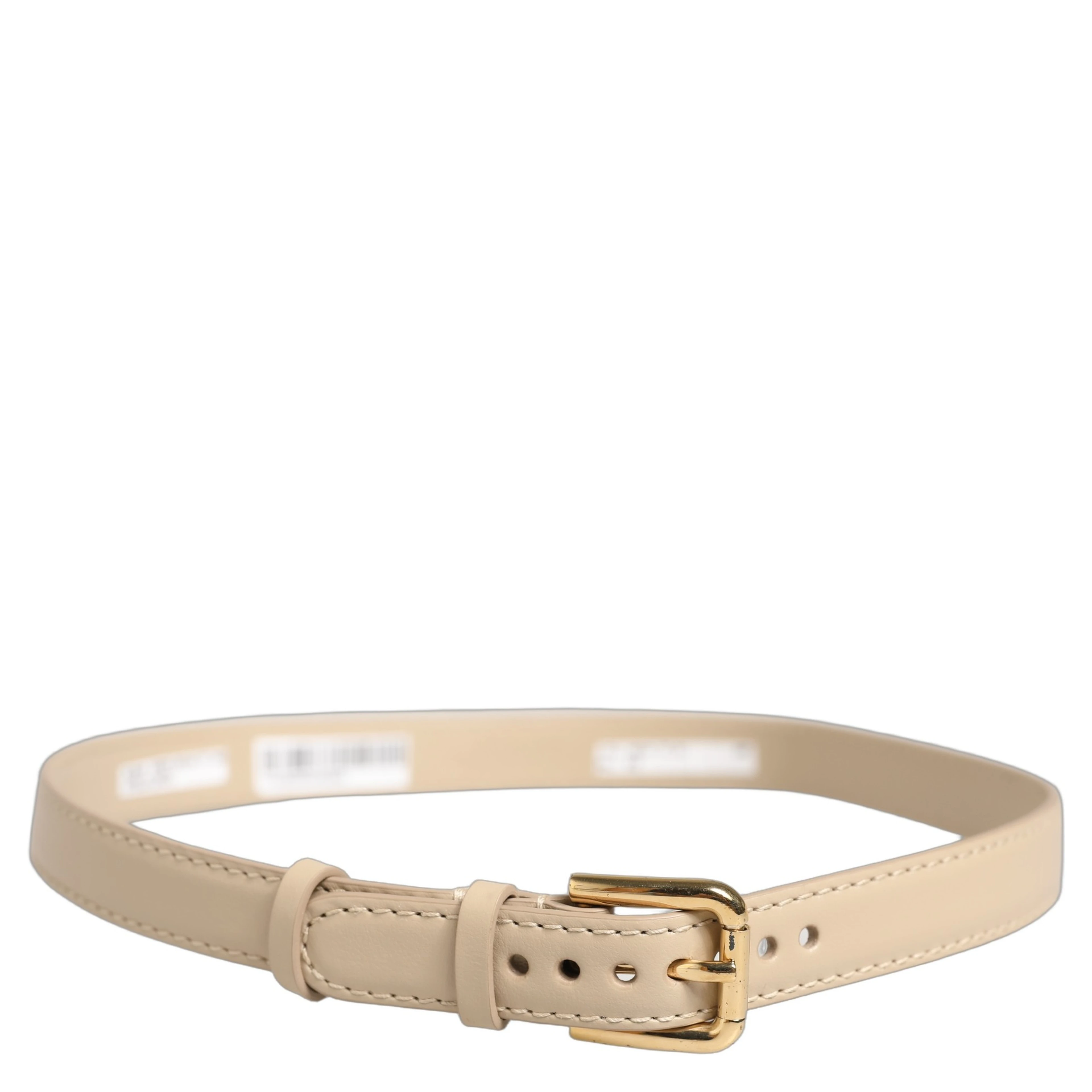 Beige Embossed Leather Gold Buckle Belt Strap Bracelet