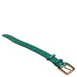 Green Embossed Leather Gold Buckle Belt Strap Bracelet