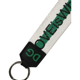 Green Logo Polyester Silver Brass Holder Keychain Keyring