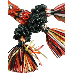 Multicolor Raffia Leather Clasp Finder Chain Keyring