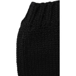 Black Cashmere Knitted Ribbed Cuff Beanie Hat