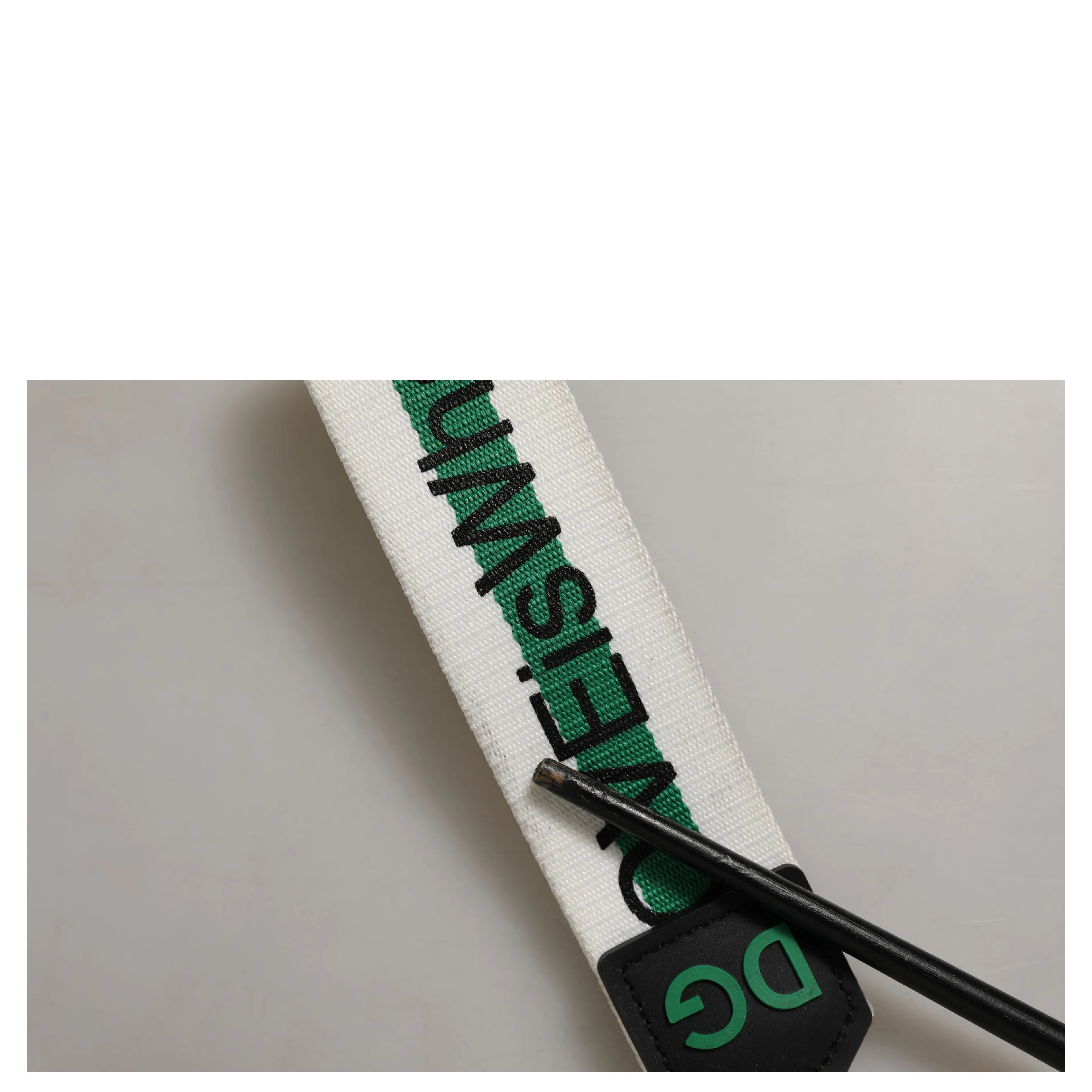 Green Logo Polyester Silver Brass Holder Keychain Keyring