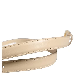 Beige Embossed Leather Gold Buckle Belt Strap Bracelet