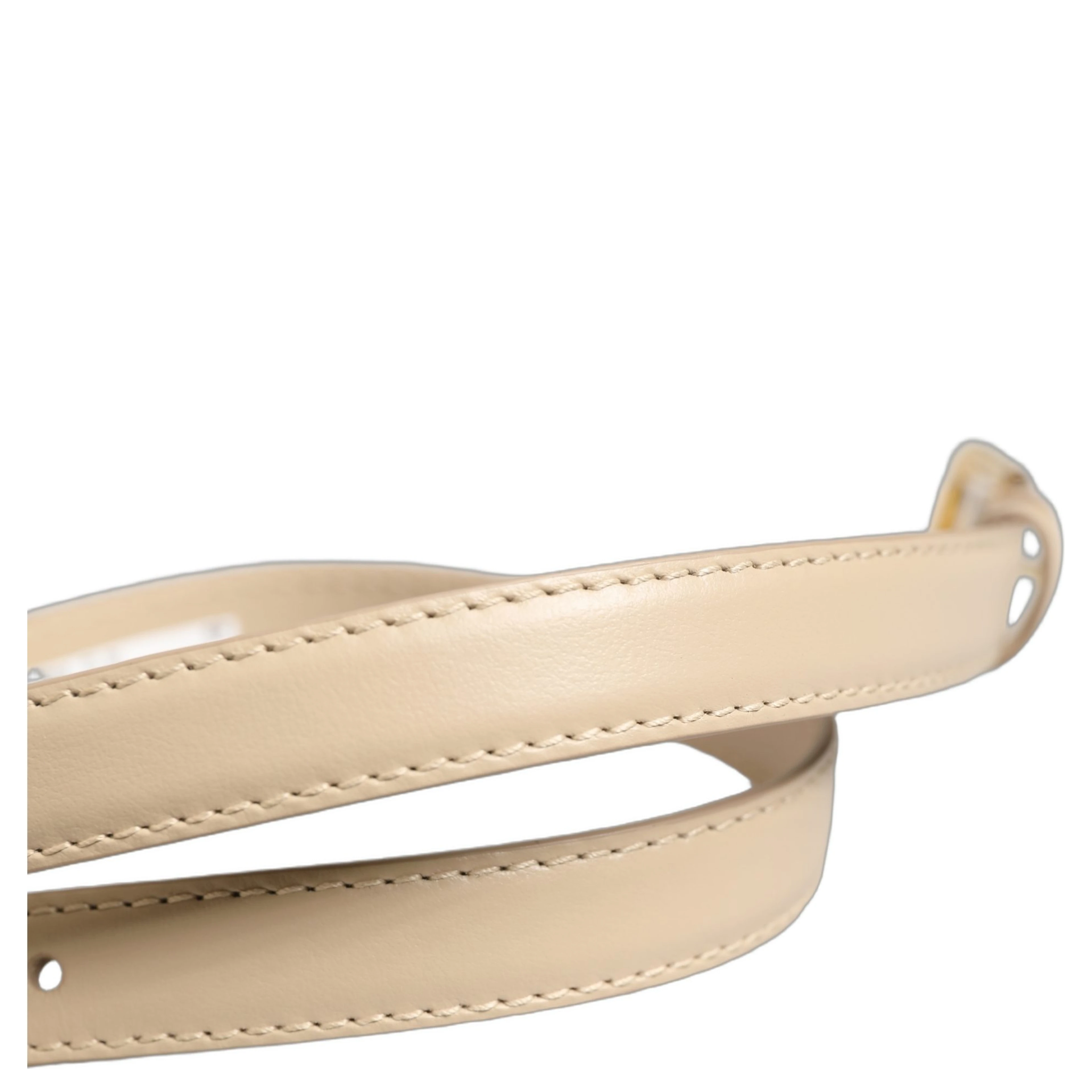 Beige Embossed Leather Gold Buckle Belt Strap Bracelet
