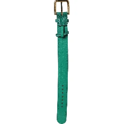 Green Embossed Leather Gold Buckle Belt Strap Bracelet