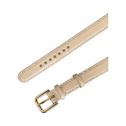 Beige Embossed Leather Gold Buckle Belt Strap Bracelet
