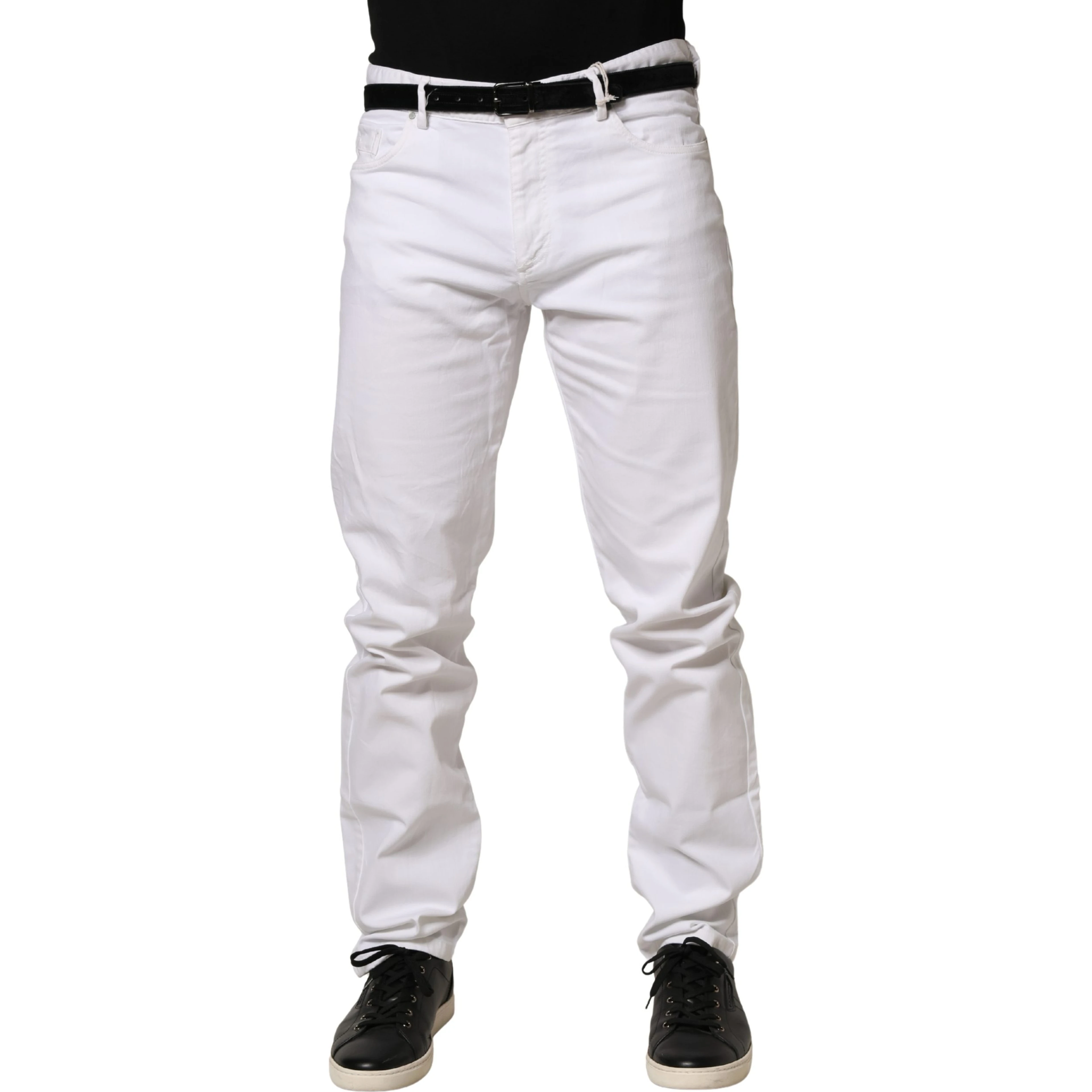 White Skinny Mid Waist Men Denim Trouser Jeans