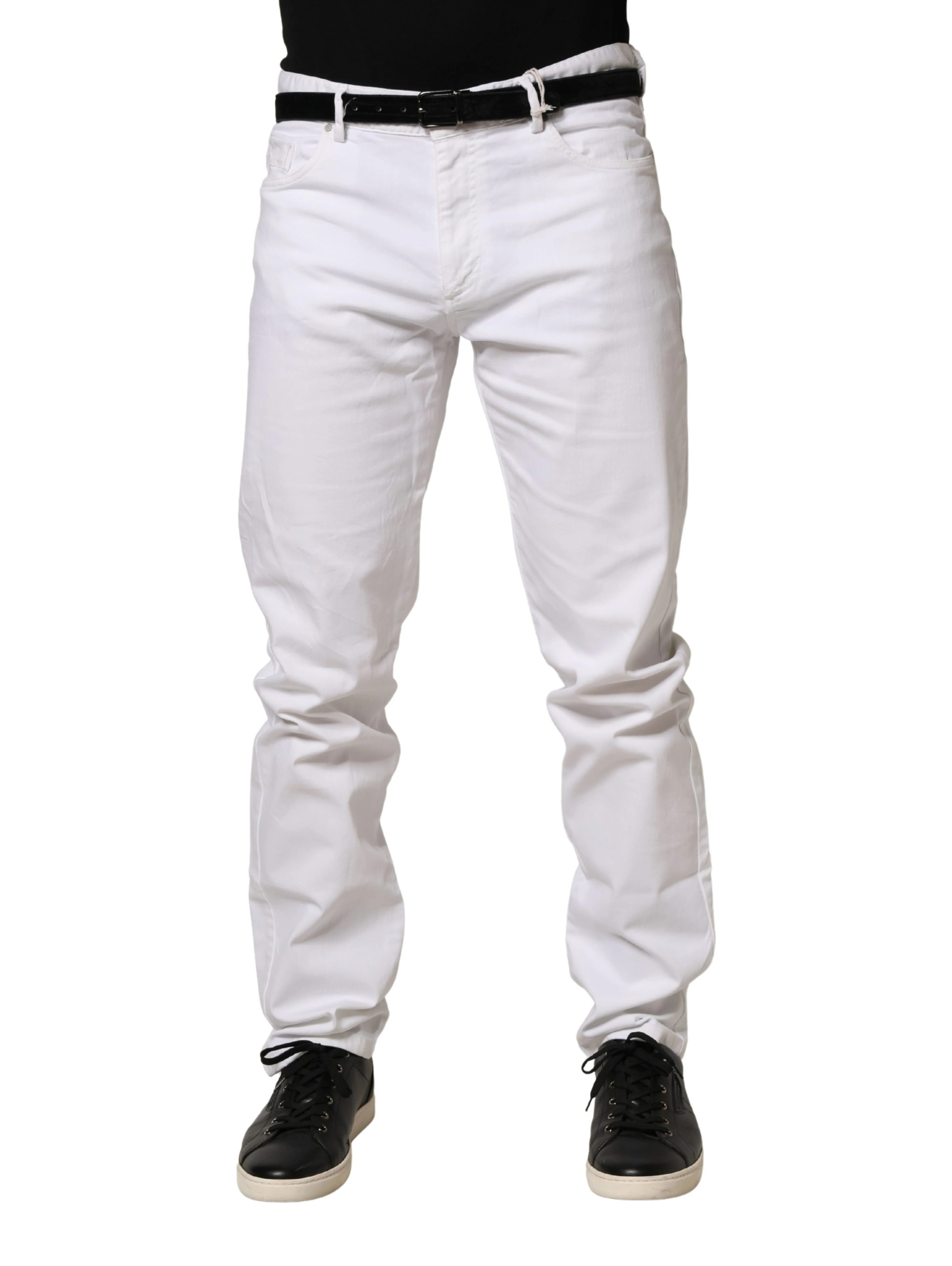 White Skinny Mid Waist Men Denim Trouser Jeans