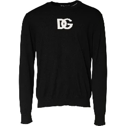 Black Wool DG Logo Men Crew Neck Sweater