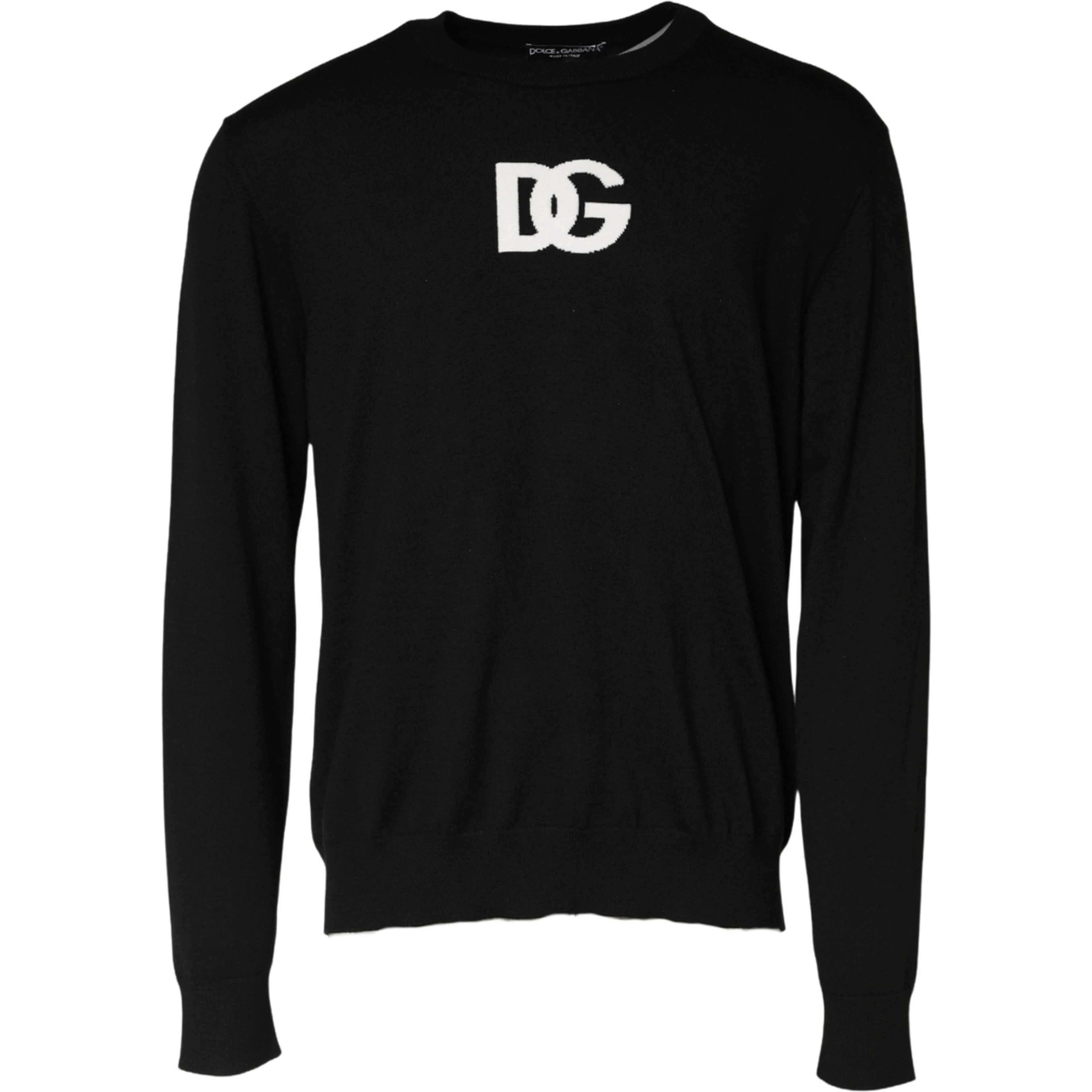 Black Wool DG Logo Men Crew Neck Sweater