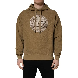 Brown Embossed Logo Hooded Sweatshirt Sweater