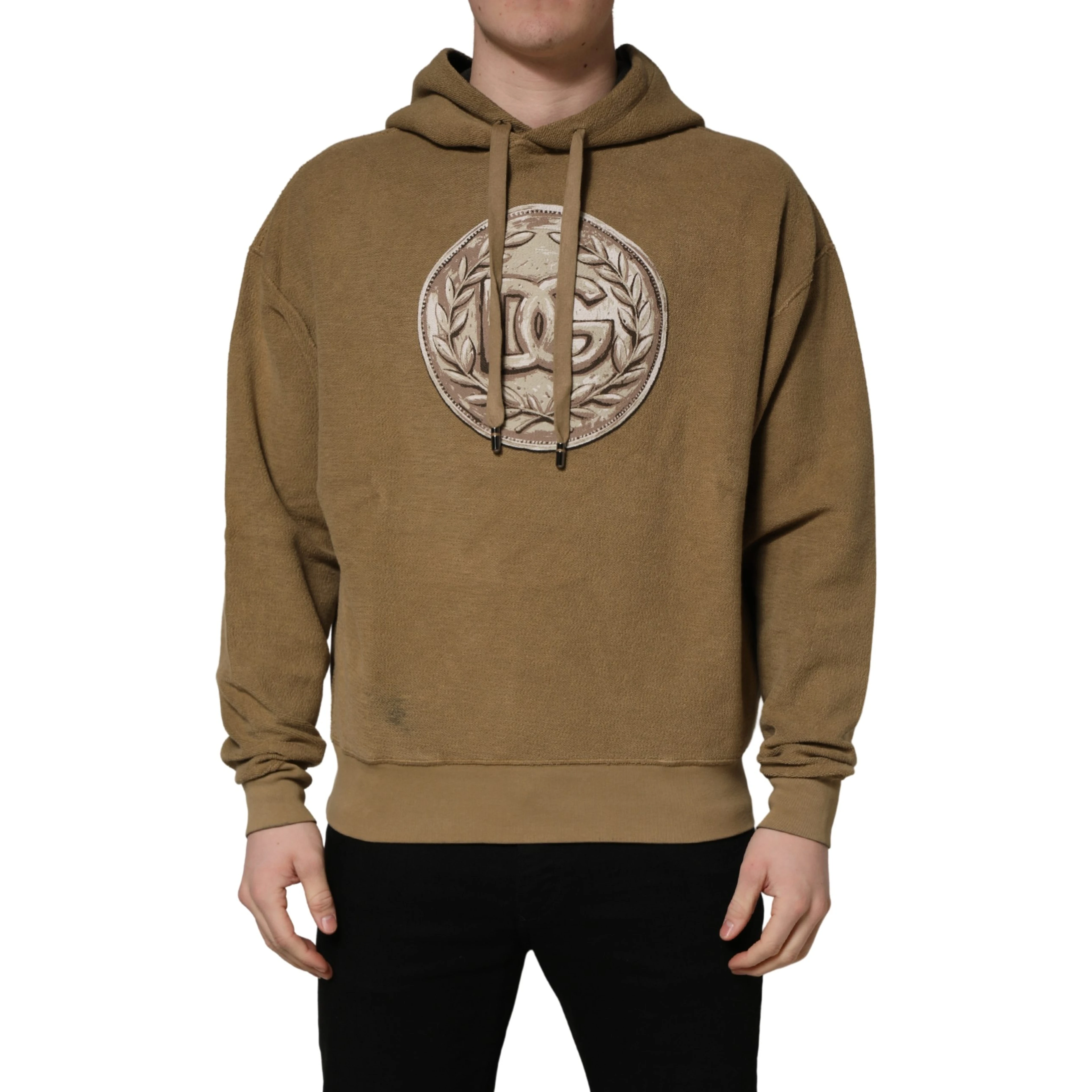 Brown Embossed Logo Hooded Sweatshirt Sweater