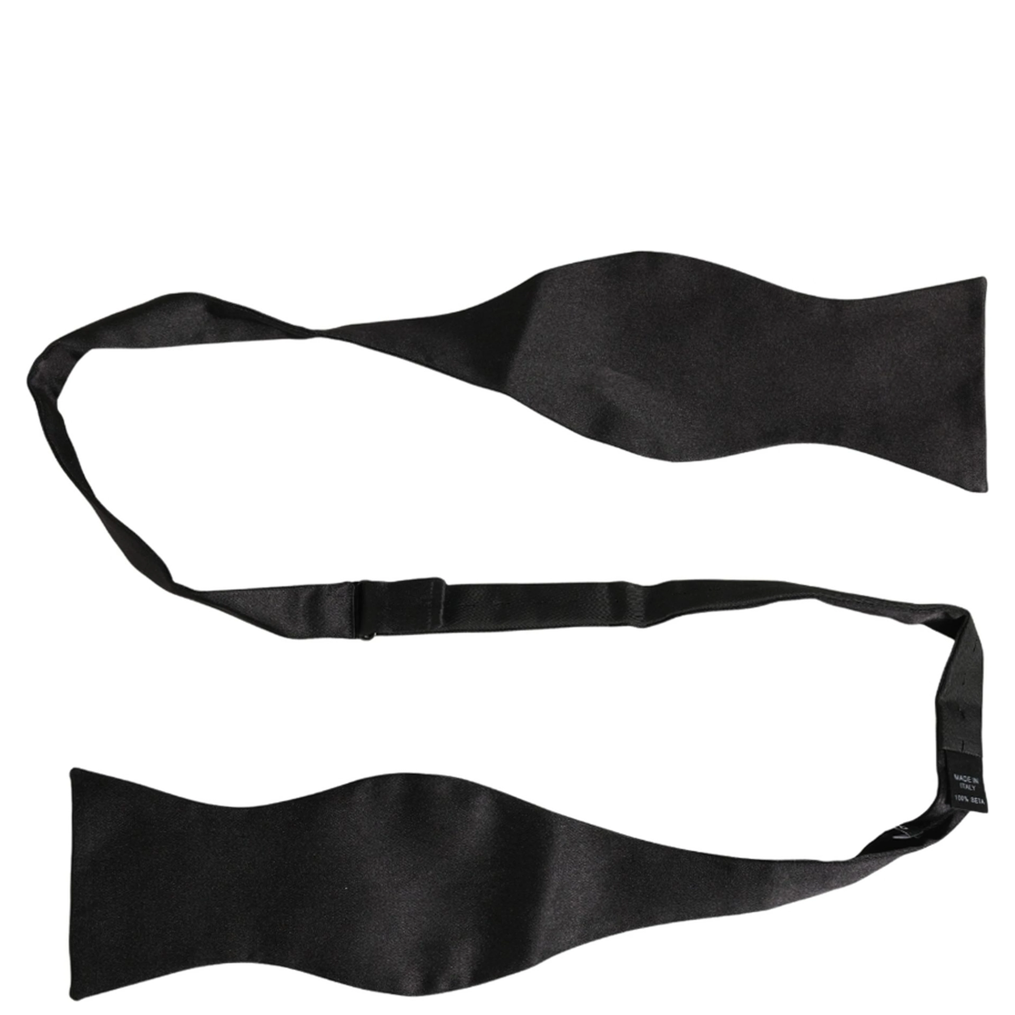 Men Black 100% Silk Adjustable Neck Papillon Bow Tie
