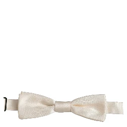 Men White 100% Silk Adjustable Neck Papillon Bow Tie