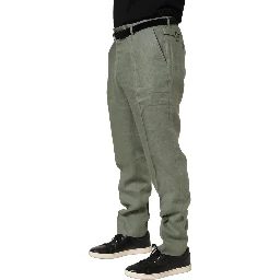 Gray Linen Tapered Men Dress Trouser Pants