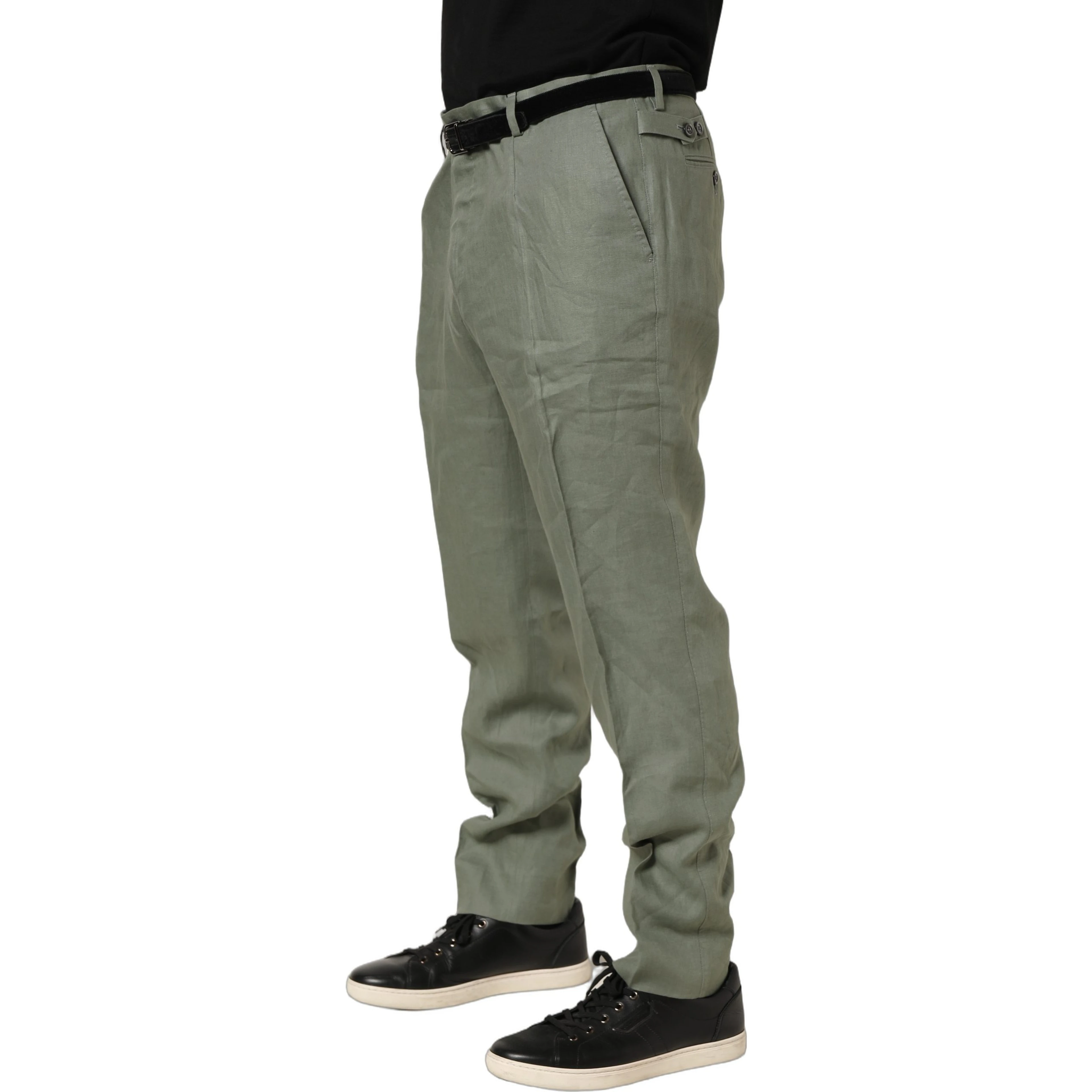Gray Linen Tapered Men Dress Trouser Pants