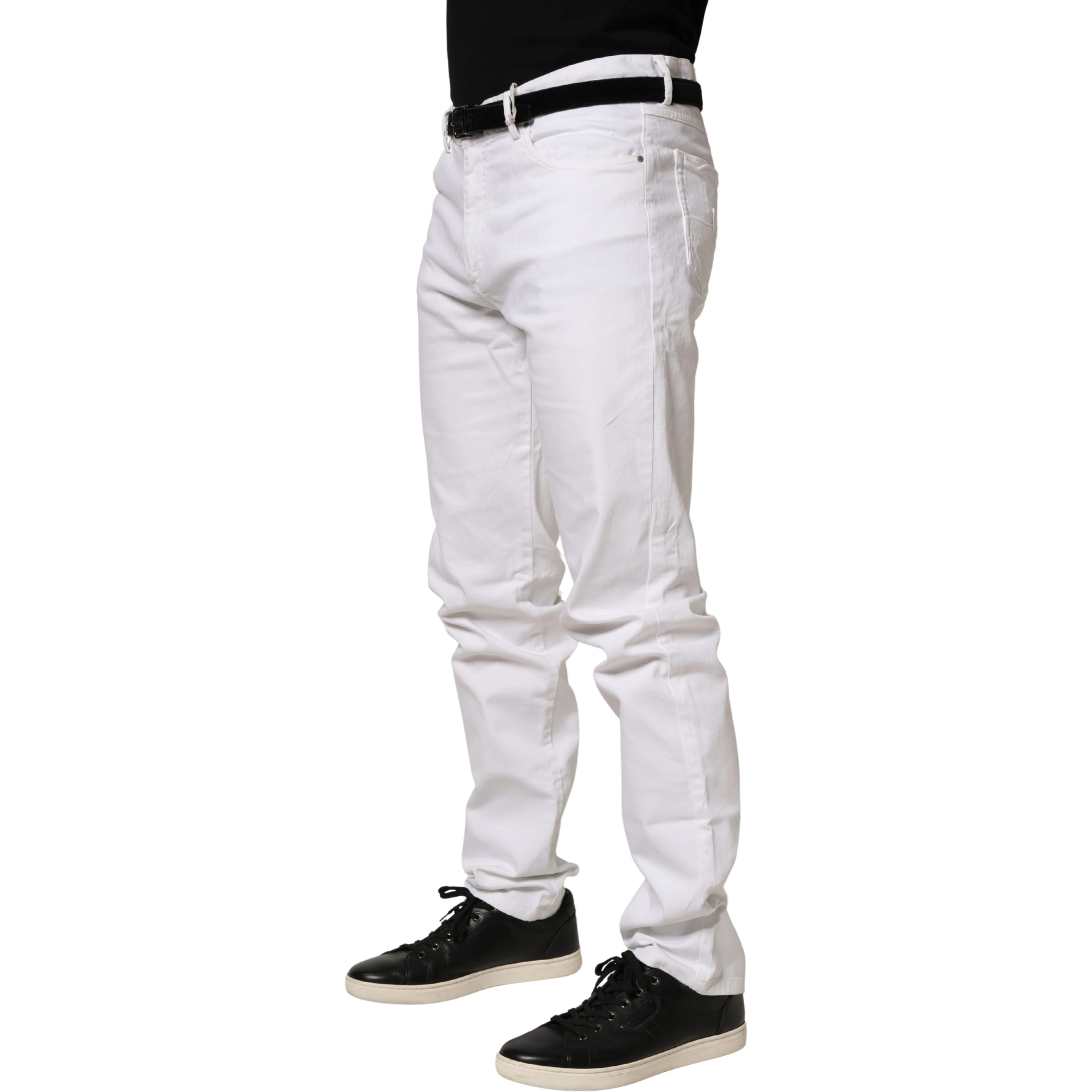 White Skinny Mid Waist Men Denim Trouser Jeans