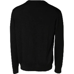 Black Wool DG Logo Men Crew Neck Sweater