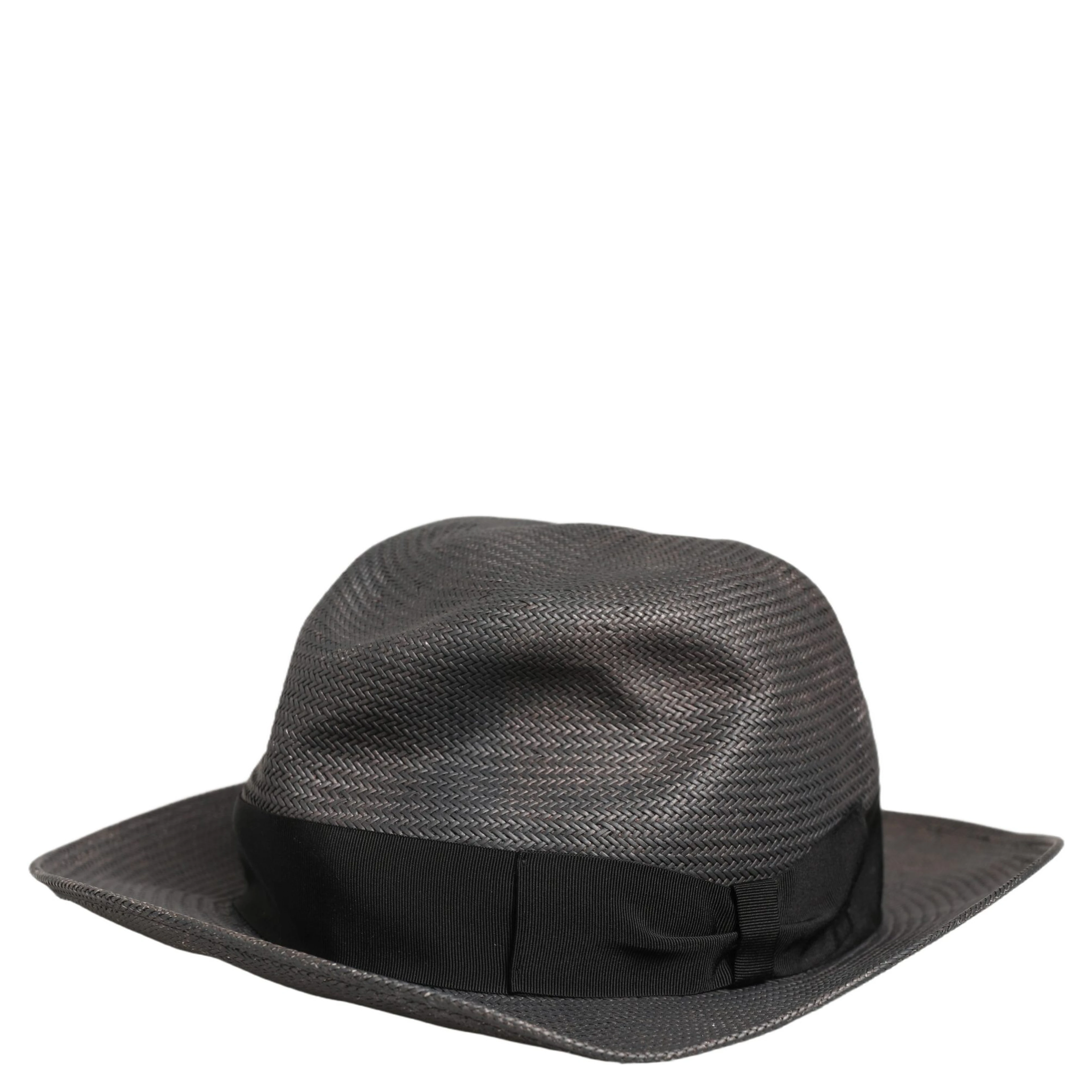 Men Gray Paper Woven Wide Brim Fedora Hat