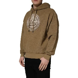 Brown Embossed Logo Hooded Sweatshirt Sweater
