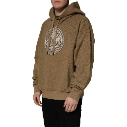 Brown Embossed Logo Hooded Sweatshirt Sweater
