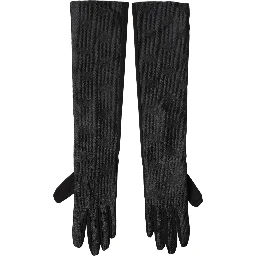 Black Viscose Long Elbow Length Gloves